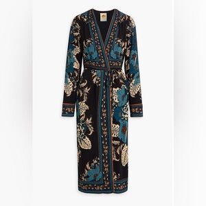 FARM Rio Black and Blue Floral Midi Dress